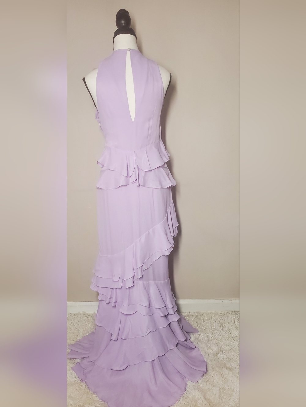 Anthropologie Let Me Be Femme Ruffled Lavender V-Neck Maxi Dress Size M - Picture 10 of 15
